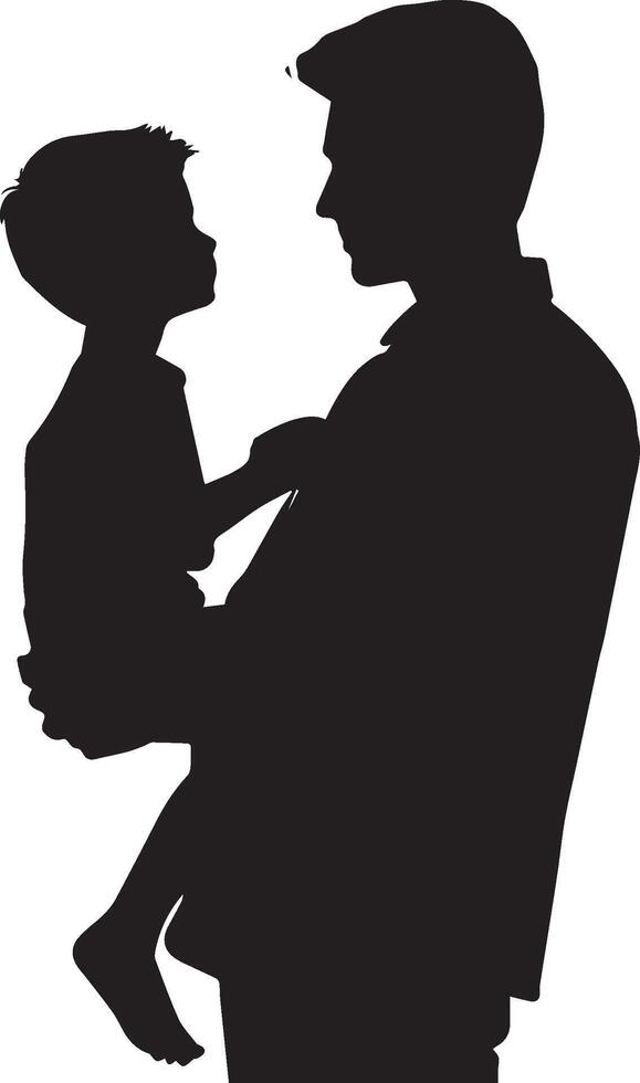Father and son silhouette isolated on white background. Father's day concept. vector