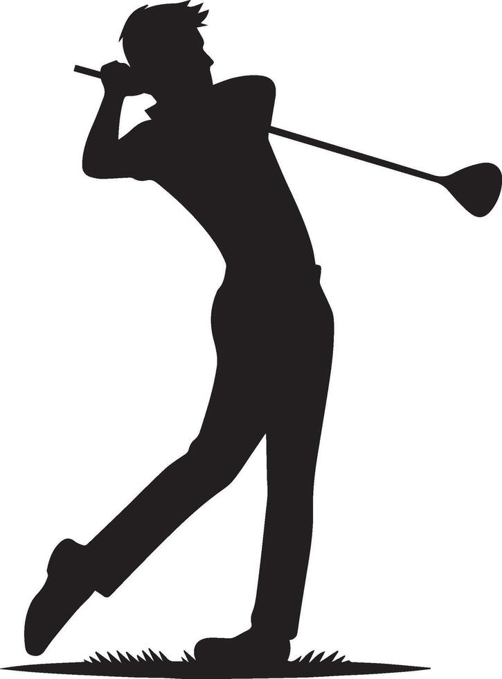 Golf player silhouette on white background. vector