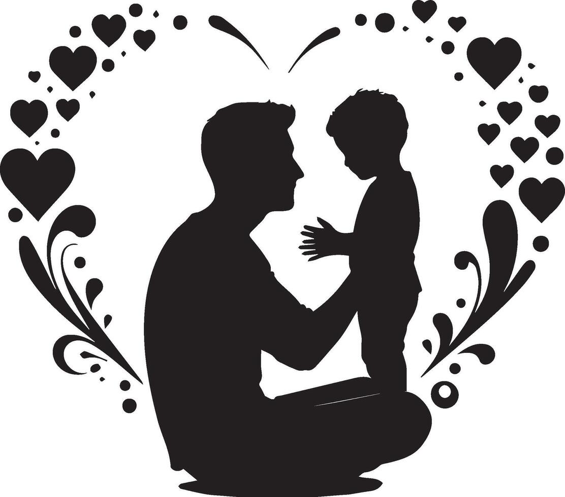 Father and son silhouette isolated on white background. Father's day concept. vector