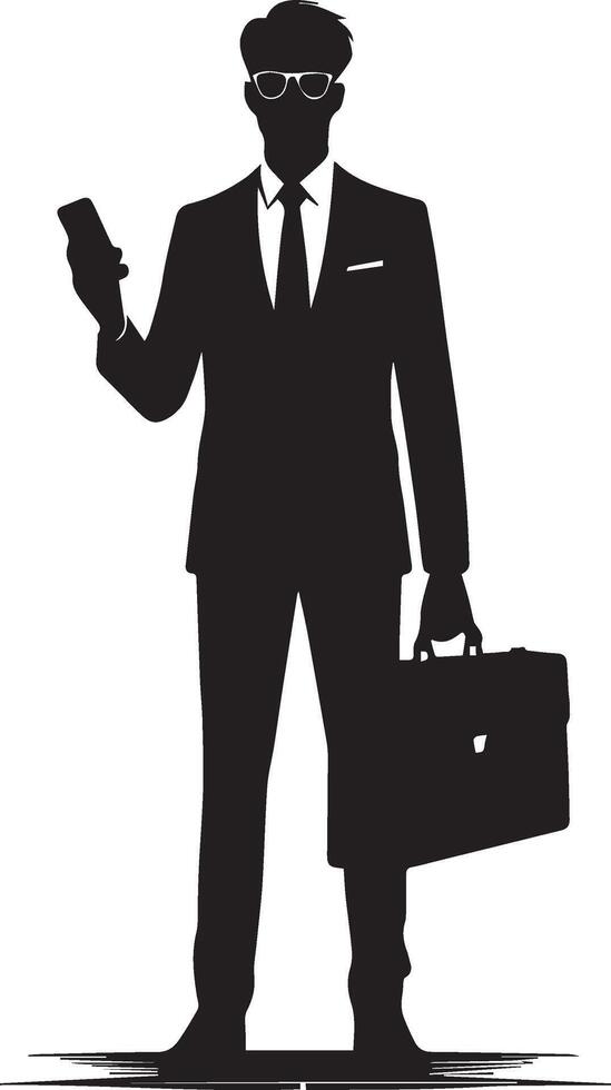 Smart man silhouette isolated on white background. vector