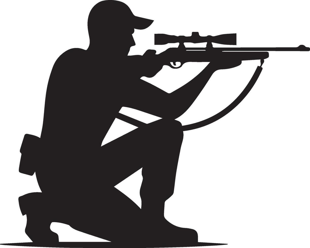 Hunting man silhouette set. Hunting man with gun vector