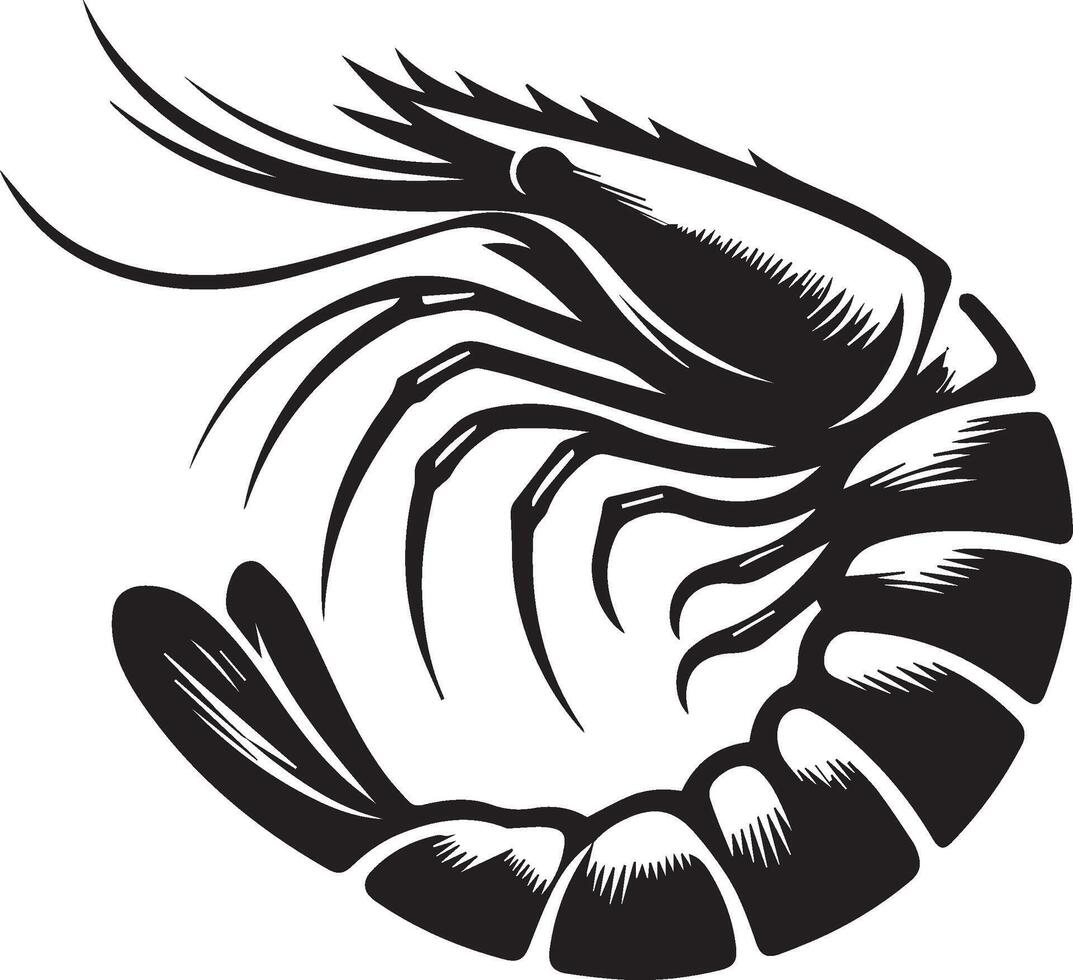 Shrimp silhouette on white background. shrimp logo vector