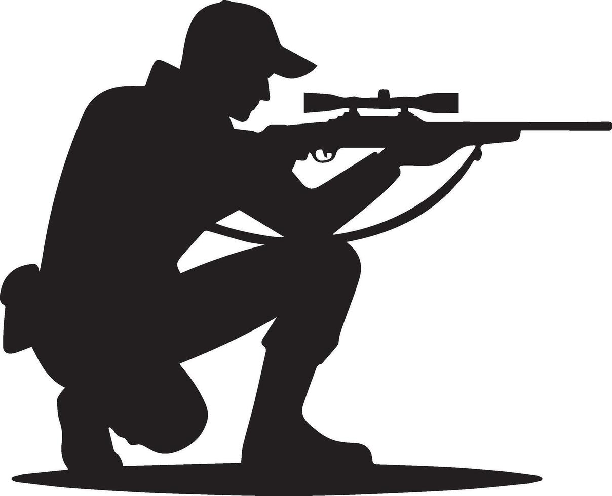 Hunting man silhouette set. Hunting man with gun vector