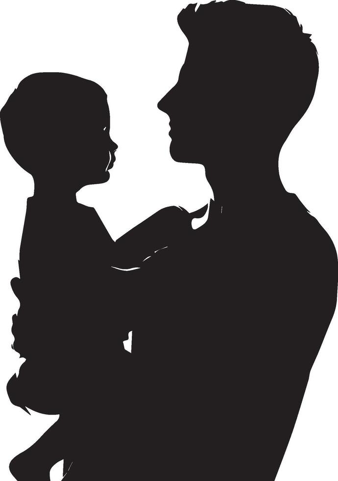 Father and son silhouette isolated on white background. Father's day concept. vector