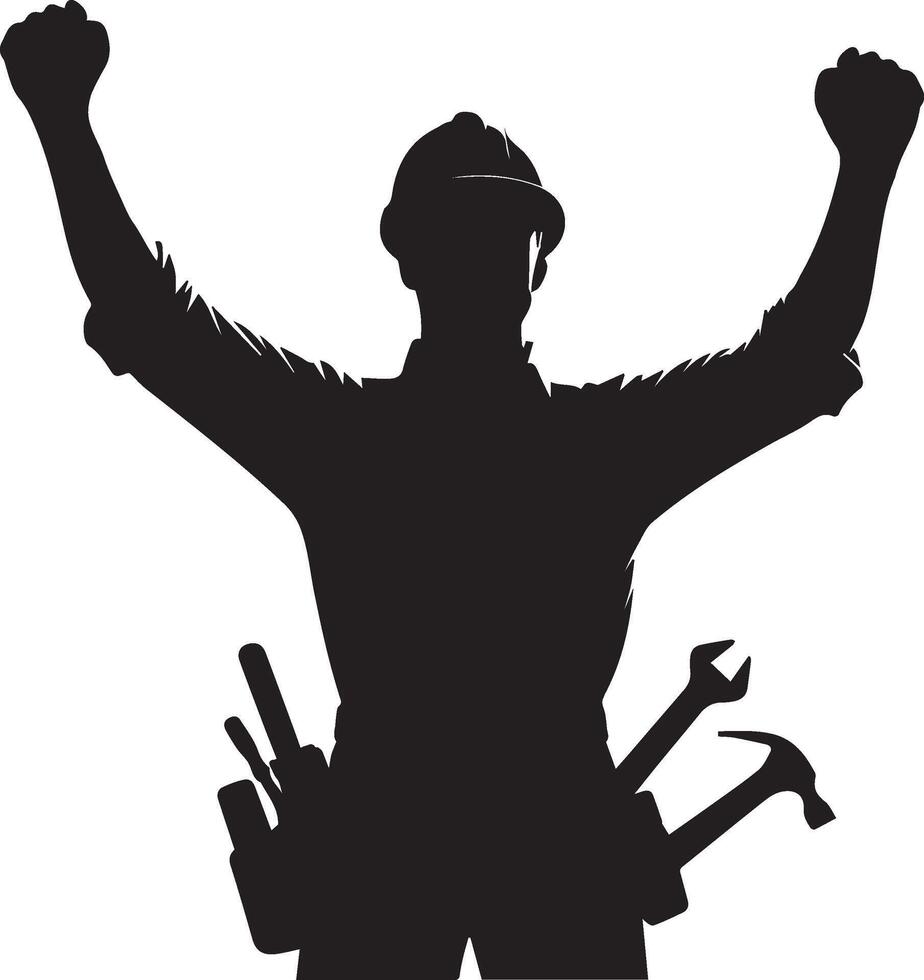 Labour silhouette isolated on white background. May day concept vector