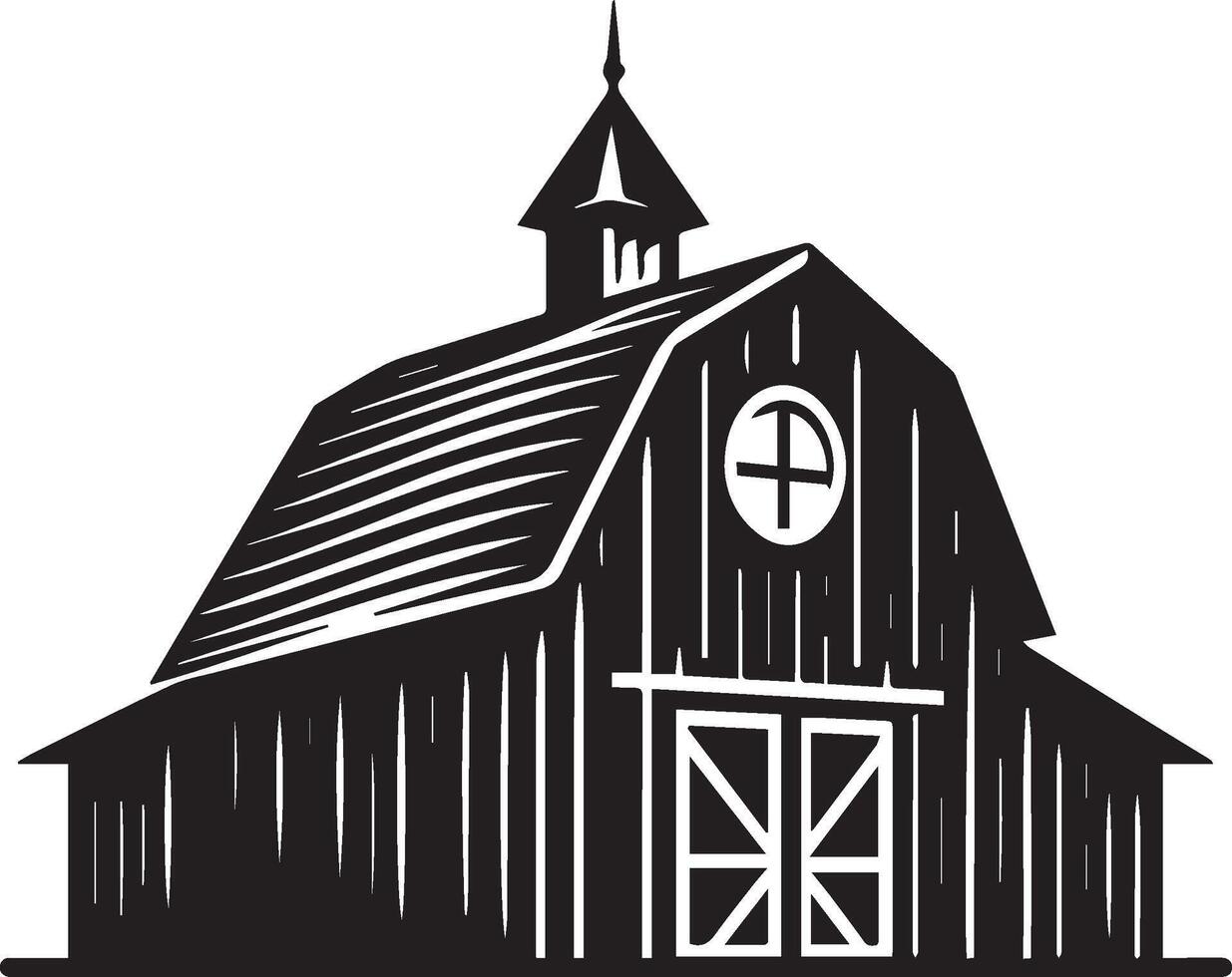 Barn silhouette on white background. Barn logo vector