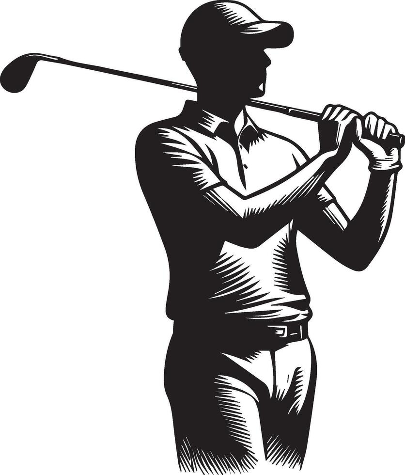 Golf player silhouette on white background. vector