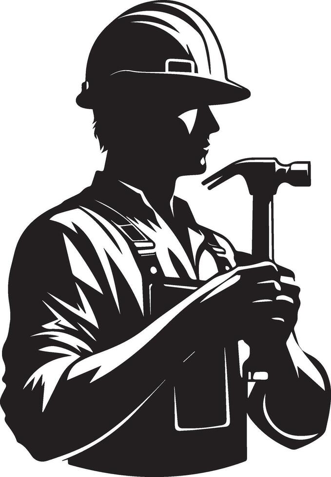 Labour silhouette isolated on white background. May day concept vector