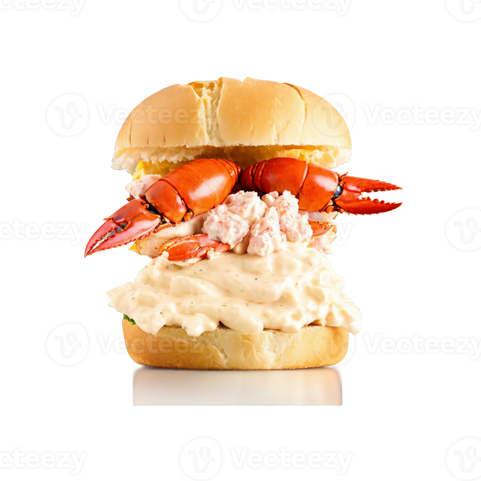 Lobster roll tender lobster meat mixed with mayo and served on a buttery toasted bun png