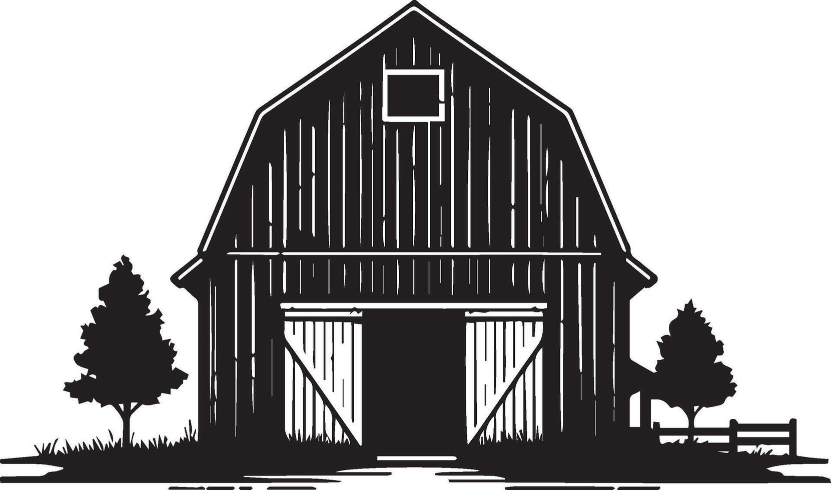 Barn silhouette on white background. Barn logo vector