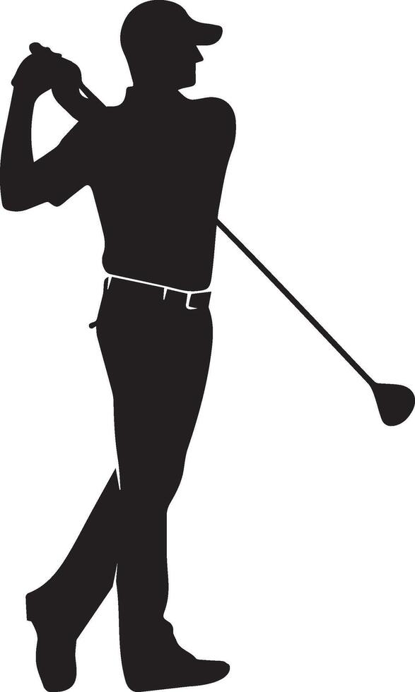 Golf player silhouette on white background. vector