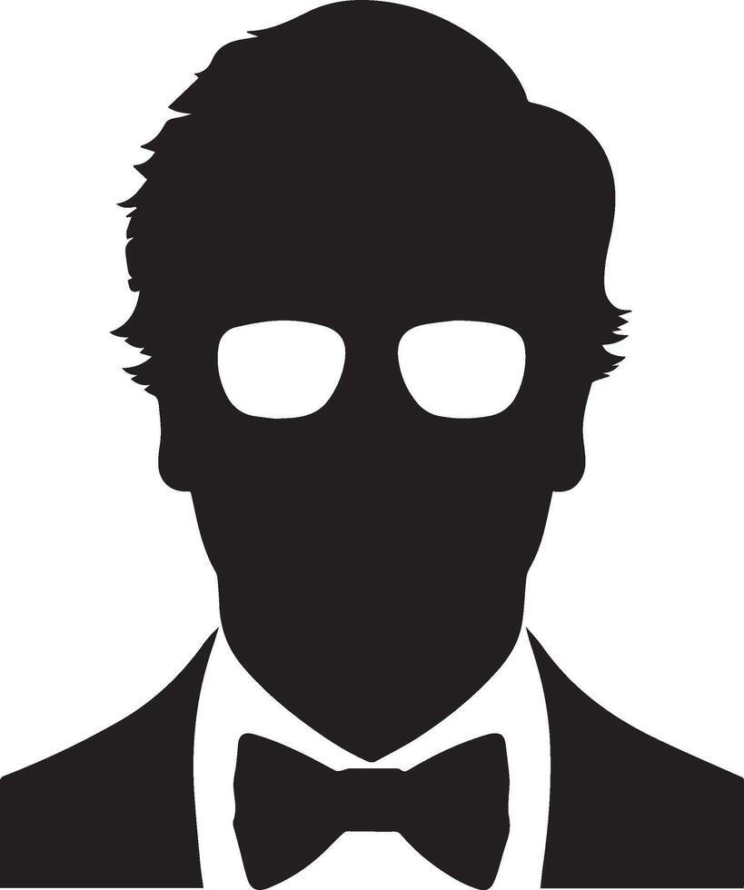 Smart man silhouette isolated on white background. vector