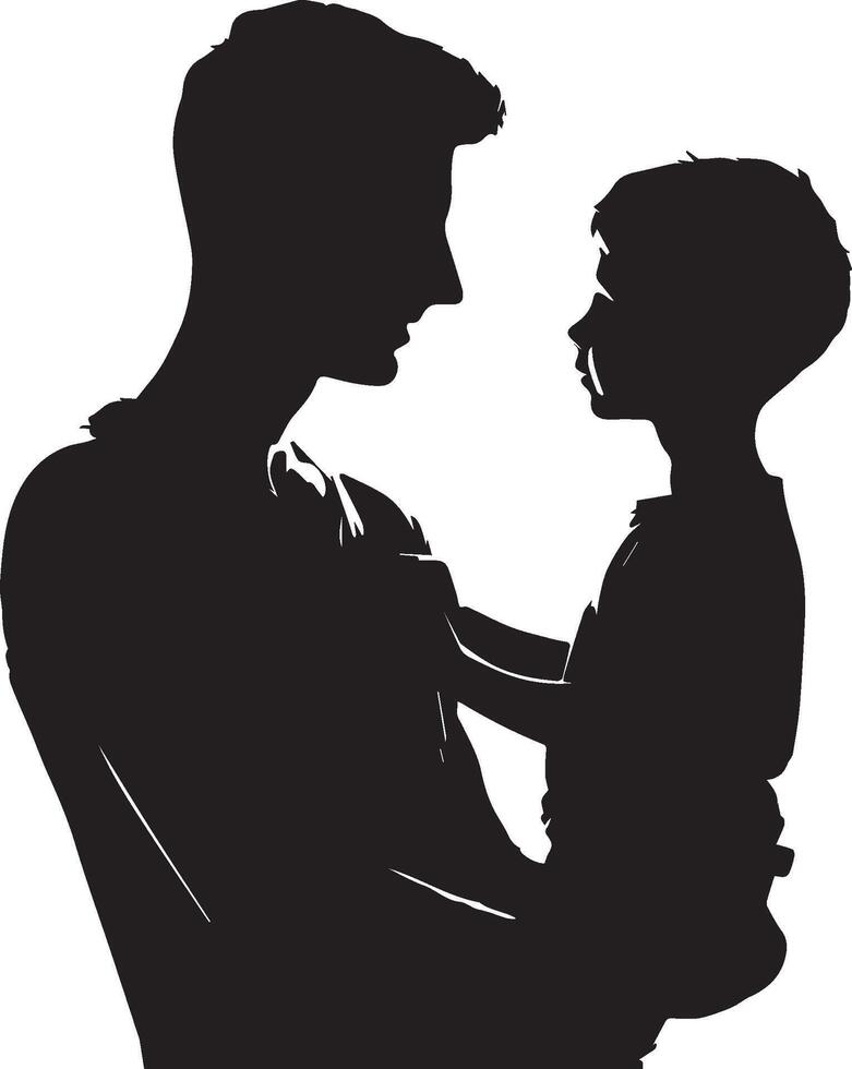 Father and son silhouette isolated on white background. Father's day concept. vector