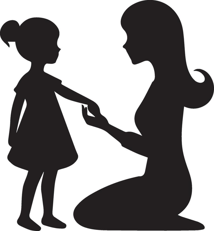 mother and child silhouette with white background. Mother's Day concept vector