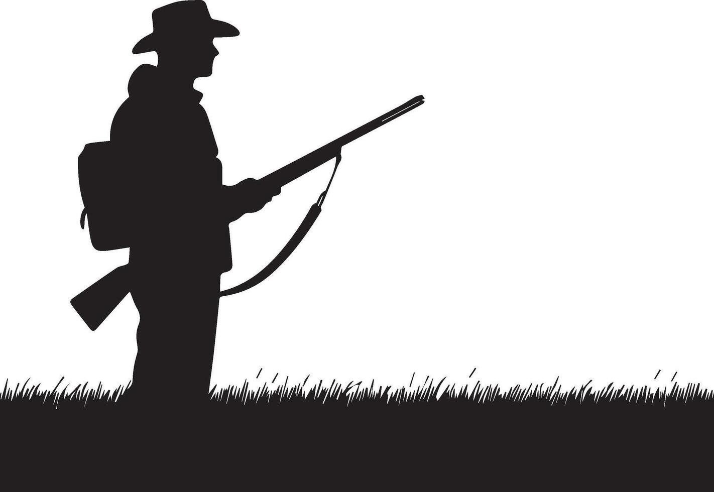 Hunting man silhouette set. Hunting man with gun vector