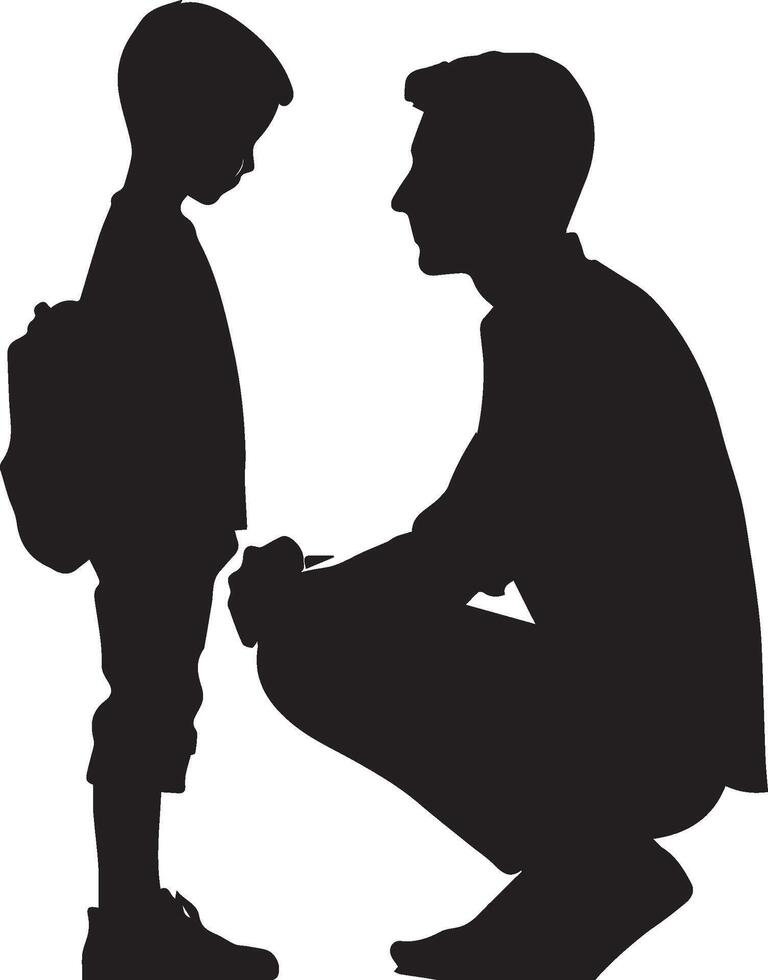 Father and son silhouette isolated on white background. Father's day concept. vector