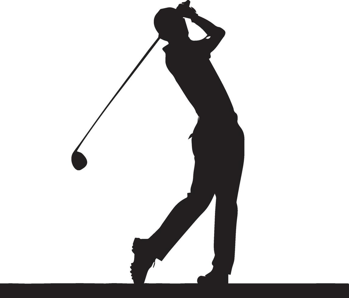 Golf player silhouette on white background. vector