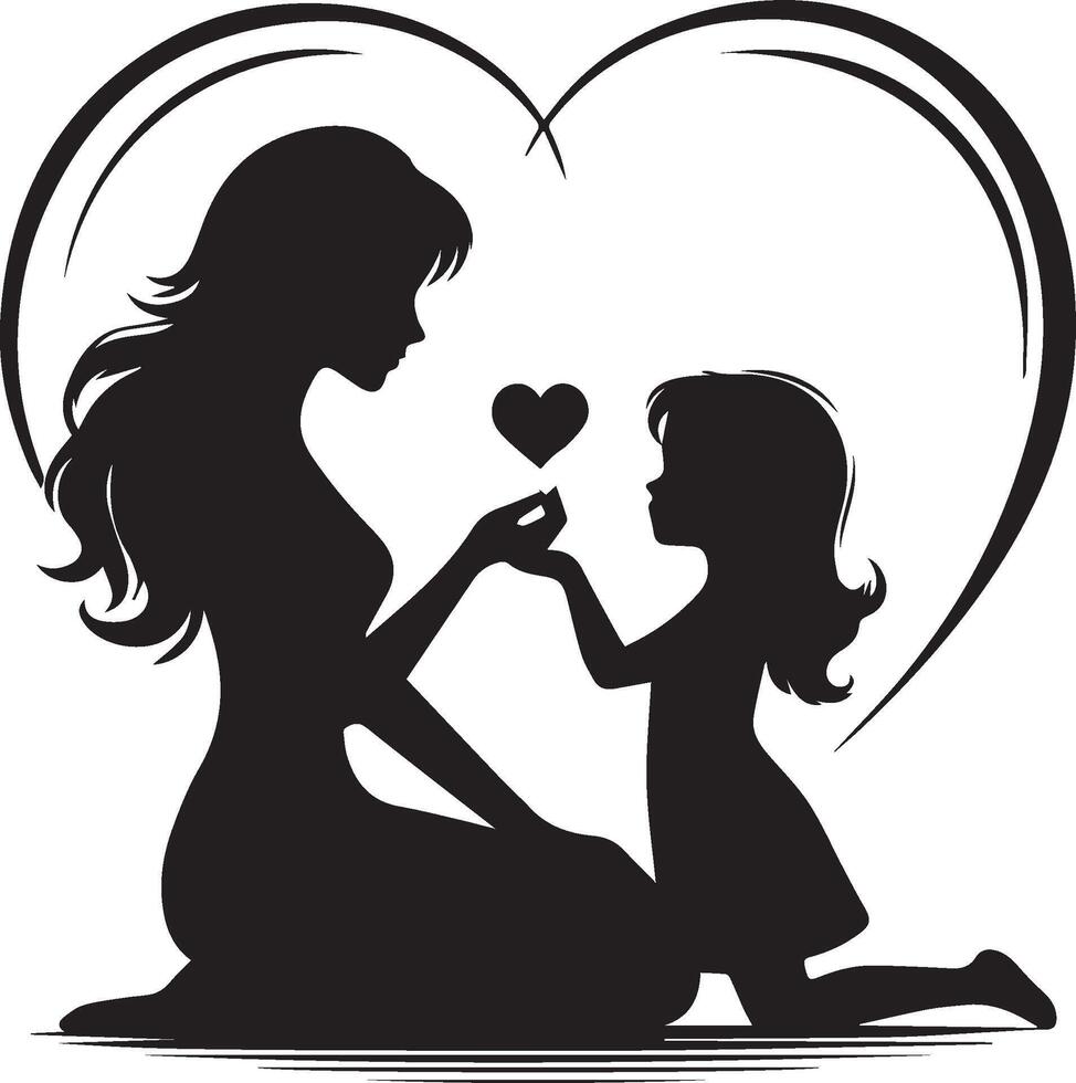 mother and child silhouette with white background. mothers day concept vector