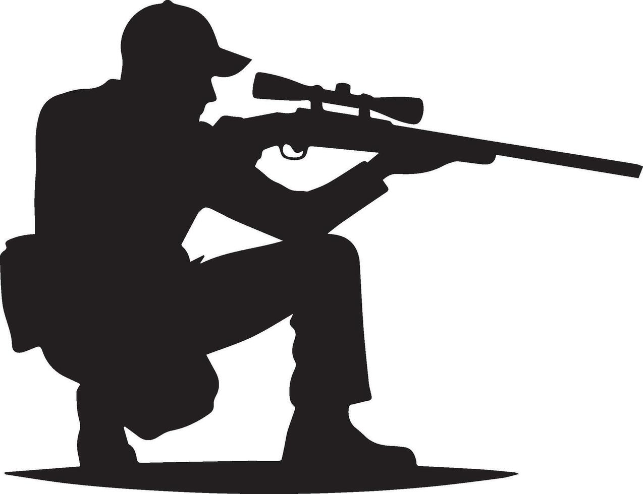 Hunting man silhouette set. Hunting man with gun vector