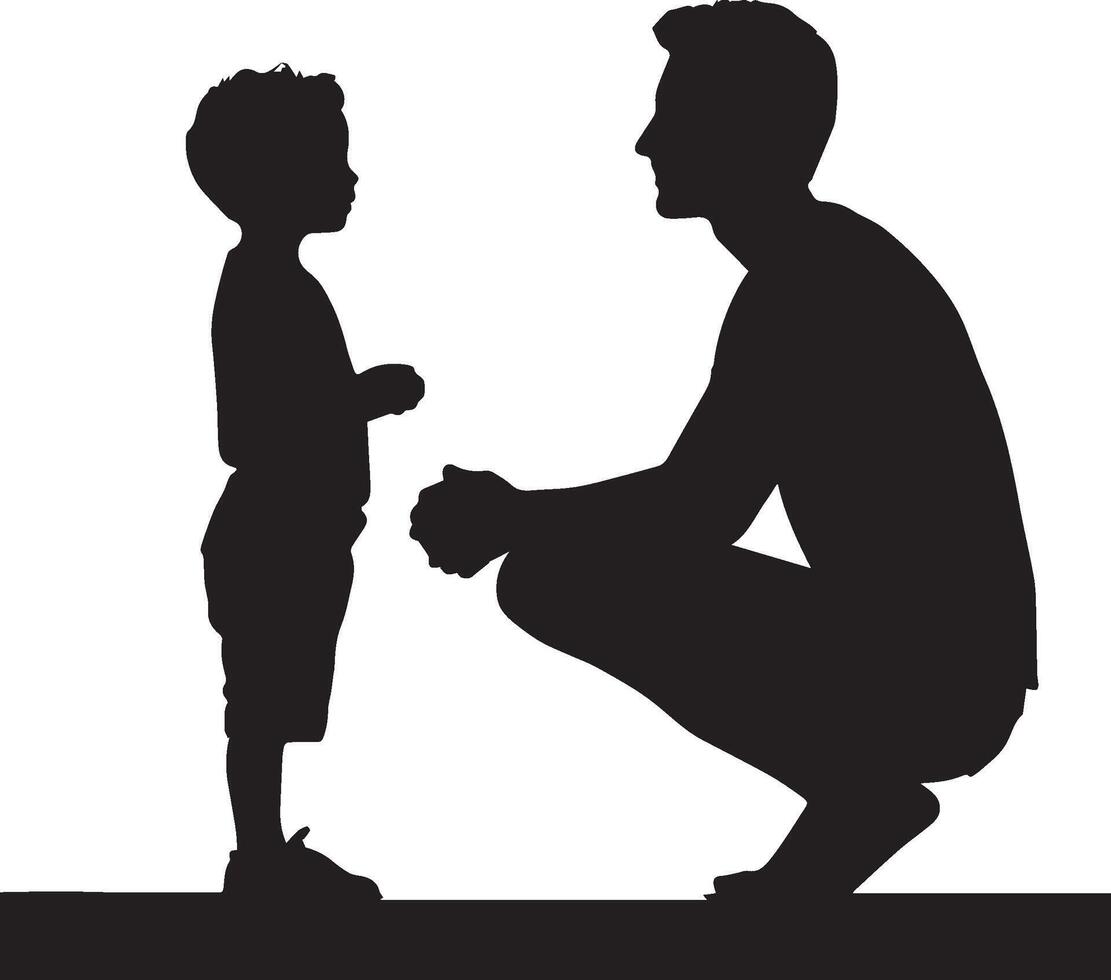 Father and son silhouette isolated on white background. Father's day concept. vector