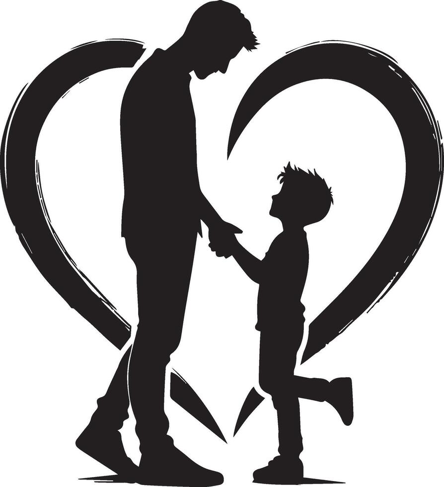 Father and son silhouette isolated on white background. Father's day concept. vector