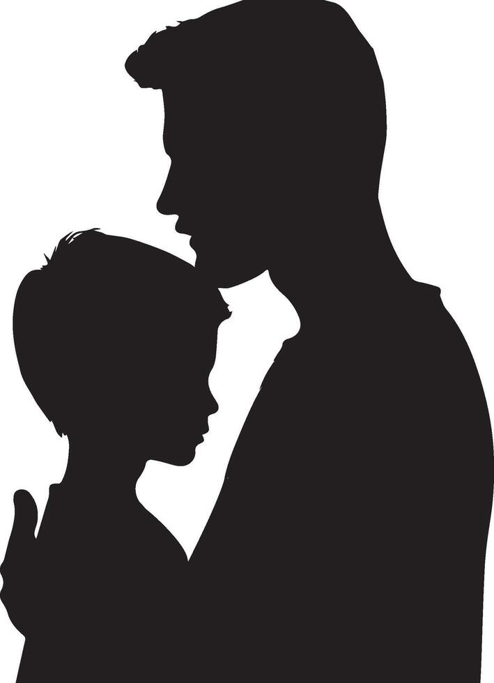 Father and son silhouette isolated on white background. Father's day concept. vector