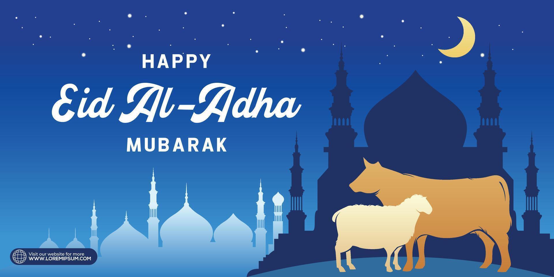 EID AL ADHA Islamic Banner Background. Graphic design for the decoration of gift certificates, banners and flyer. vector