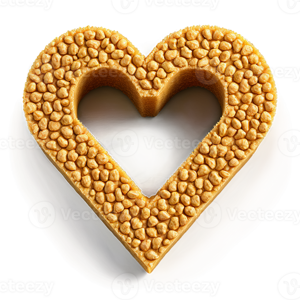 Golden graham flavored cereal squares soft heart outline with gentle highlights Food and culinary concept png
