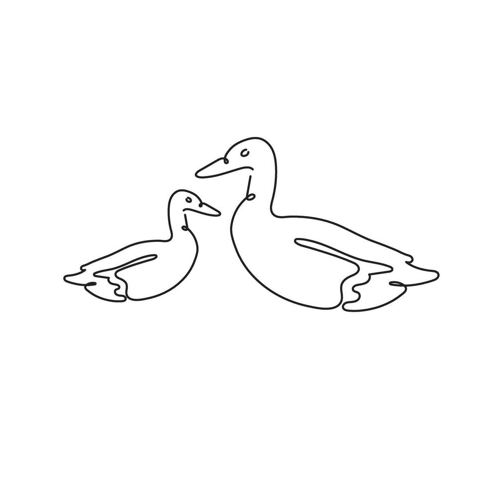 patos continuo uno línea dibujo. ilustración vector