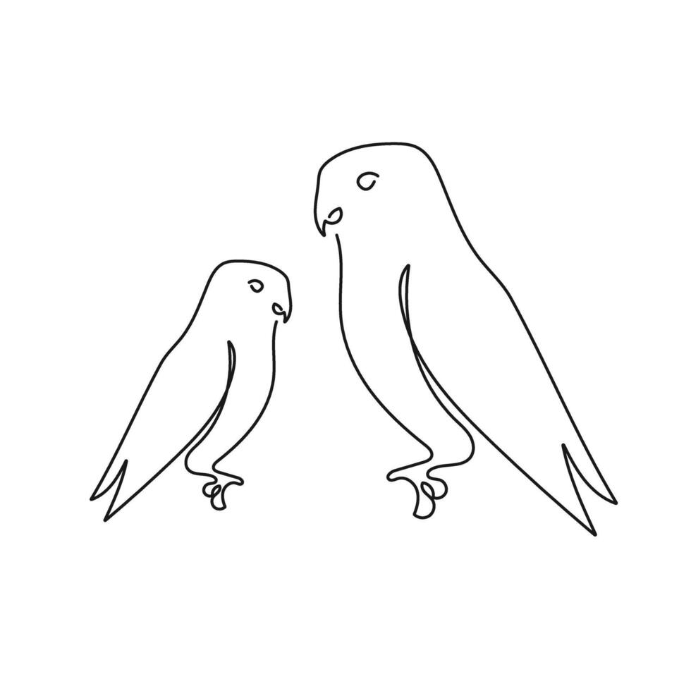 continuo línea perico pájaro blanco uno línea dibujo. ilustración vector