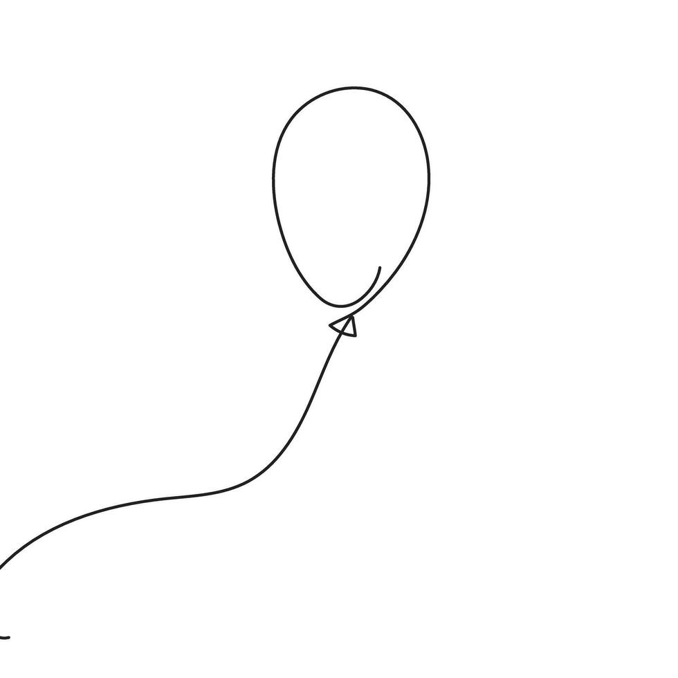 Balloon single continuous line art decoration concept design one sketch outline drawing illustration vector