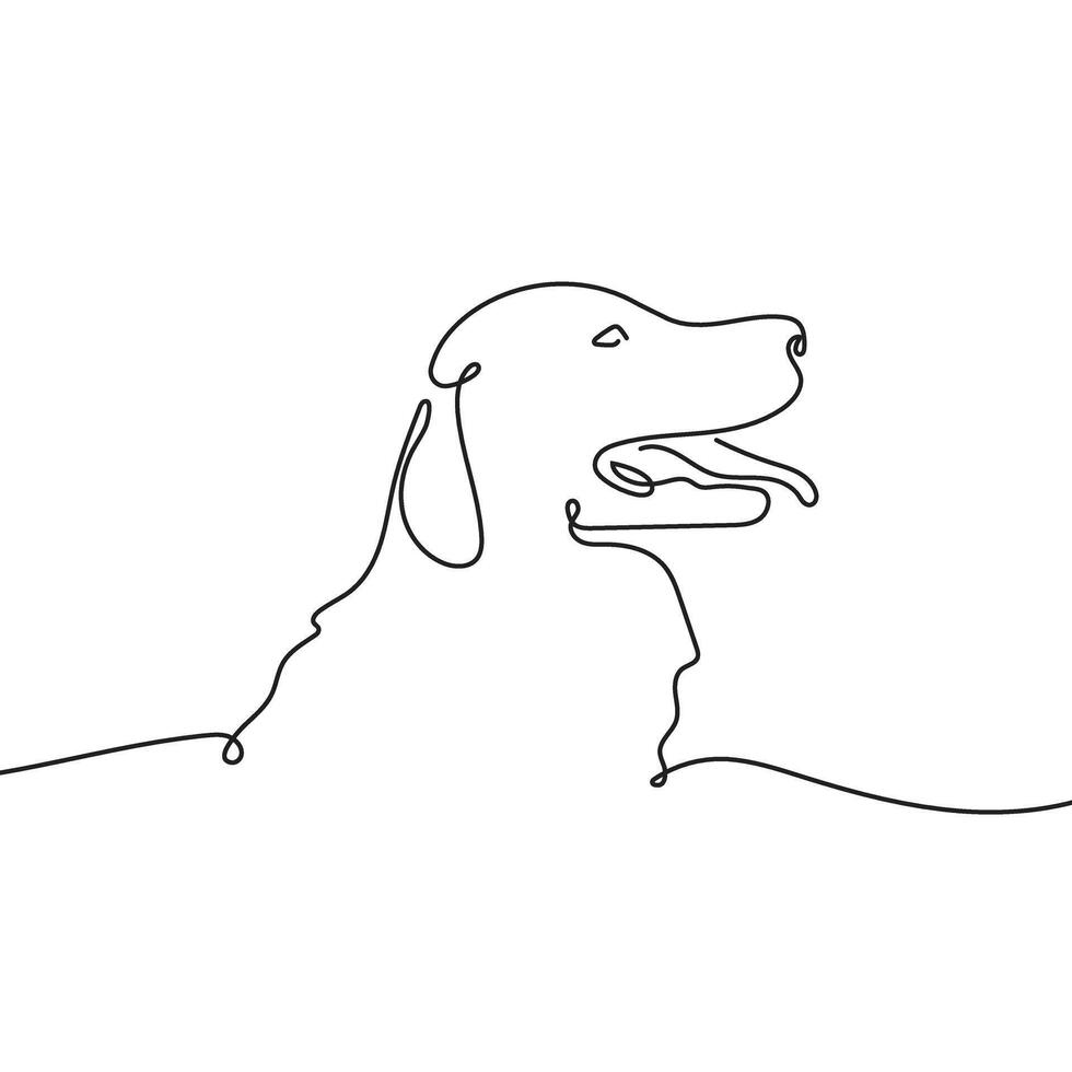 Dog animal one line drawing illustration vector