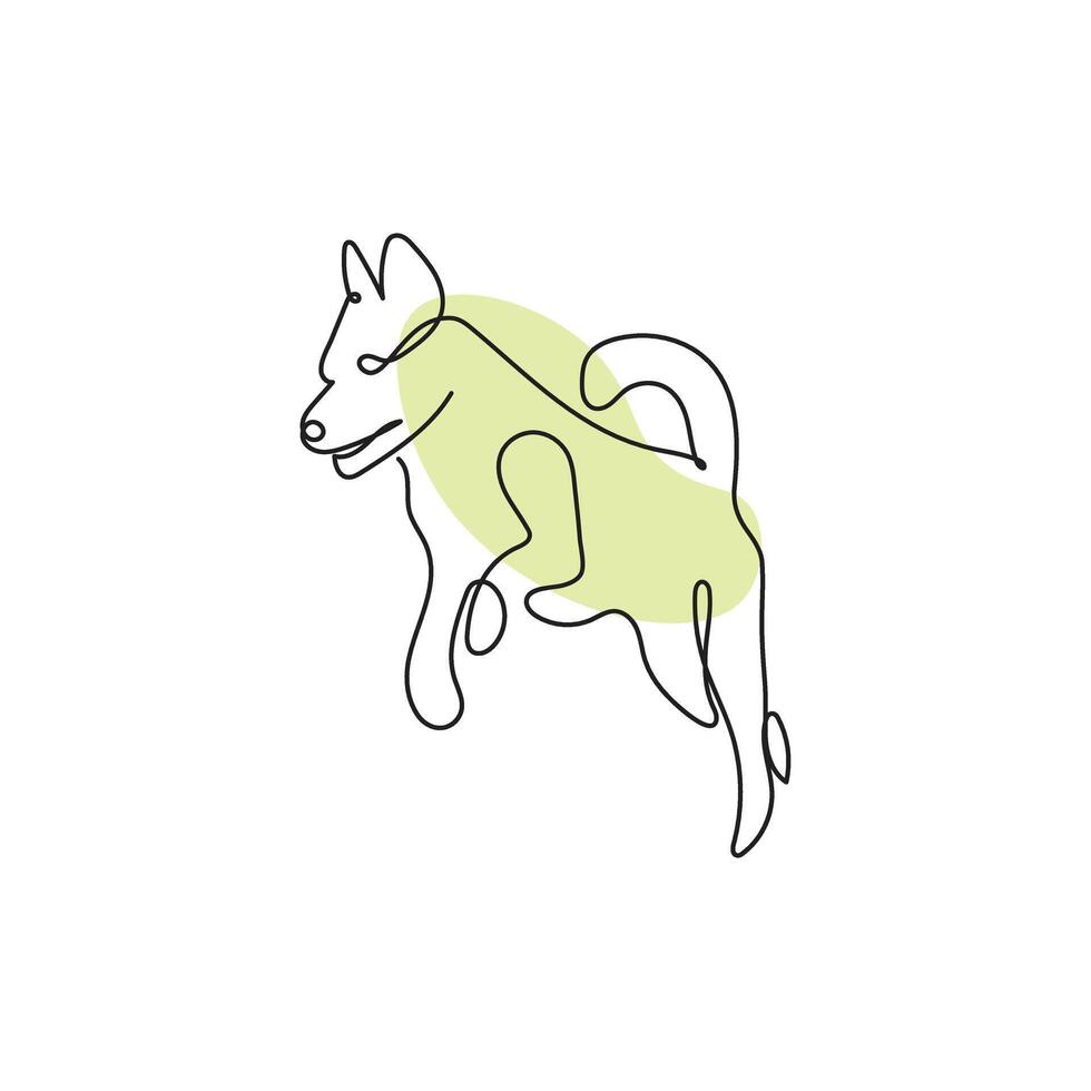 one line drawing of isolated object - dog vector