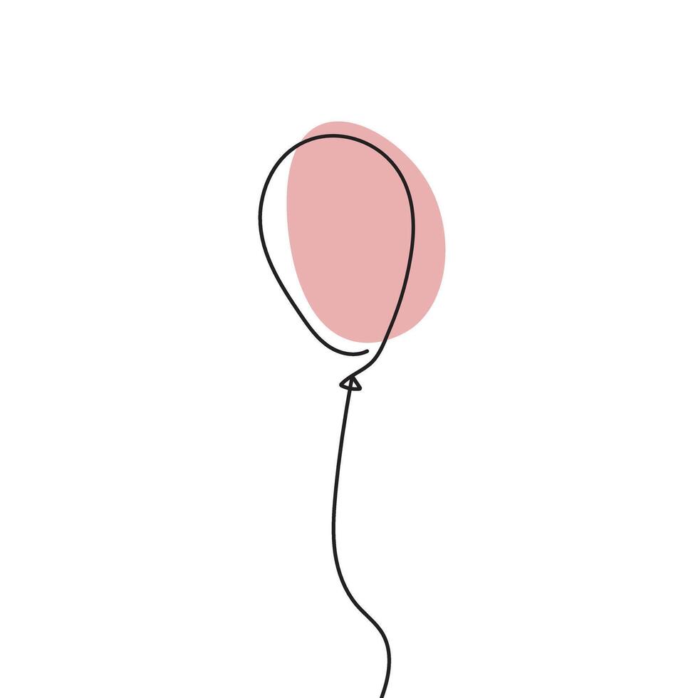 Balloon continuous line one line drawing isolated illustration vector