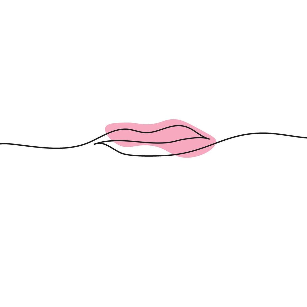 Lips in continuous line art drawing style. Lips minimalist black linear sketch isolated on white background. illustration vector