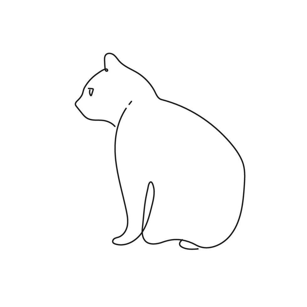 One line drawing of isolated object - cat. illustration vector