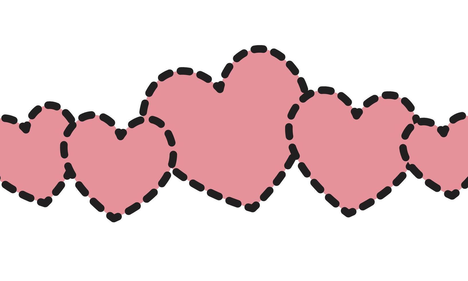 Heart shapes with border dots for valentines day background vector