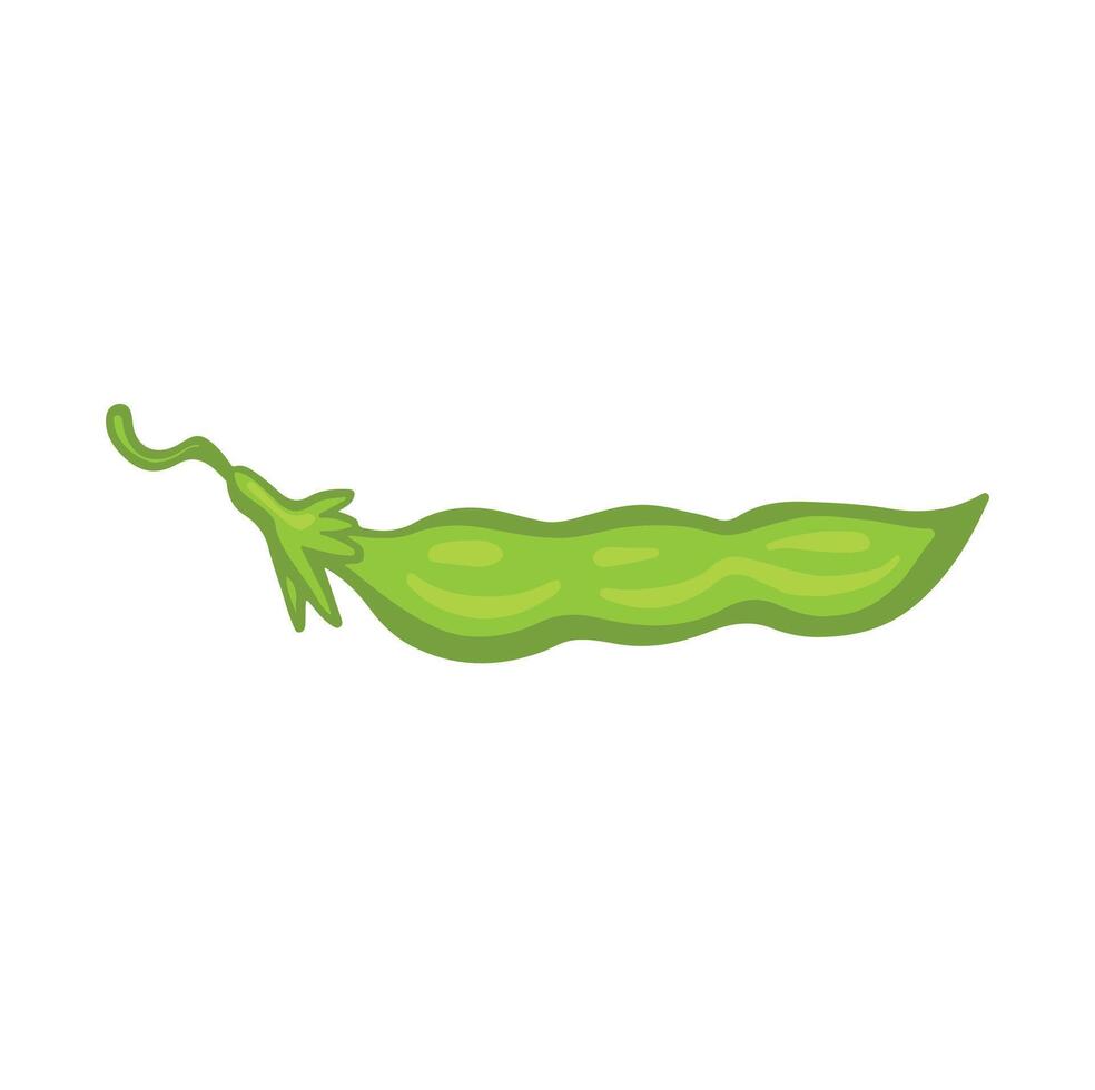 Green soybean or pea pod, bean cartoon style illustration. vector