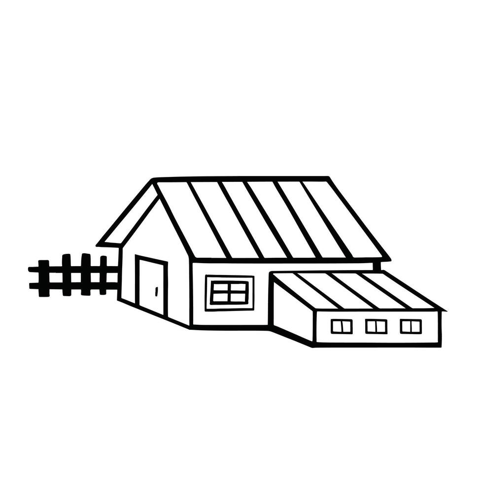 village house sketch. linear illustration vector