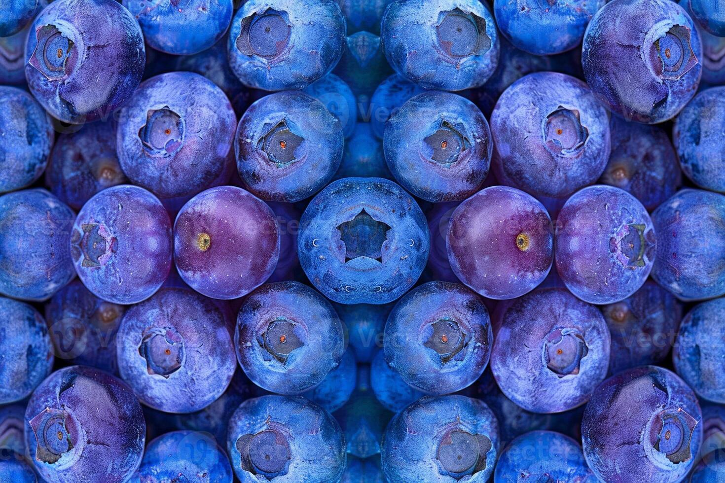 Blueberry abstract with a mirrored effect, creating symmetrical patterns in a kaleidoscopic view photo