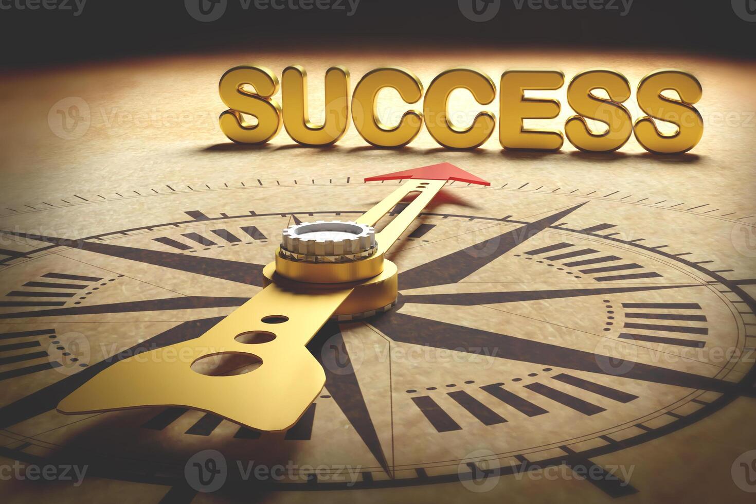 Compass points to success. concept of planning for success, determination, inspiration, leadership with outstanding vision, goal strategizing photo