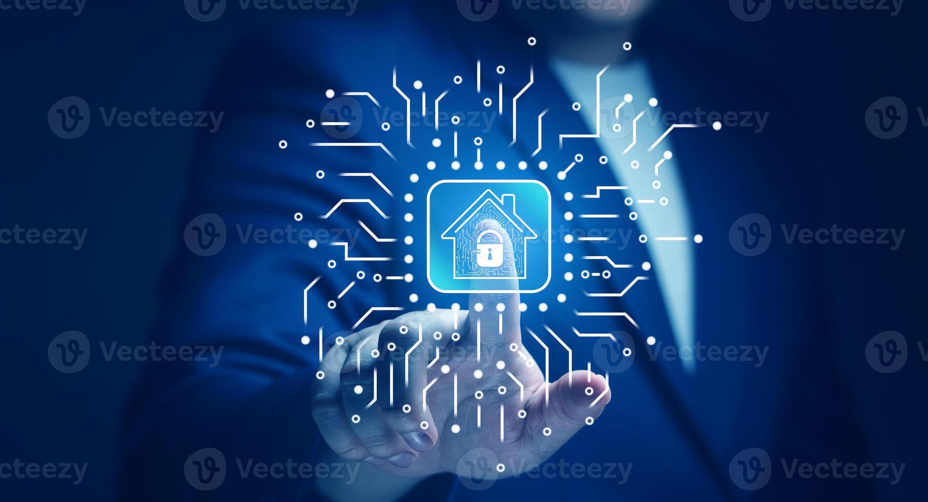 Smart home concept. Home security system with modern technology photo