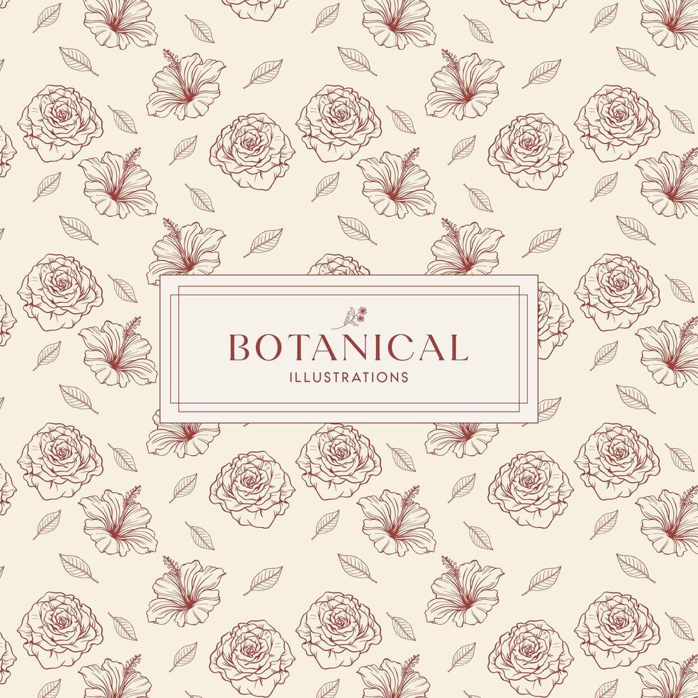 elegancia rojo suave crema mano dibujado mono línea floral botánico flor antecedentes diseño vector