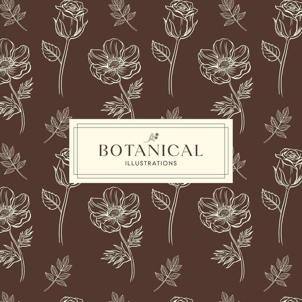 elegancia blanco roto blanco mano dibujado mono línea floral botánico flor antecedentes diseño vector