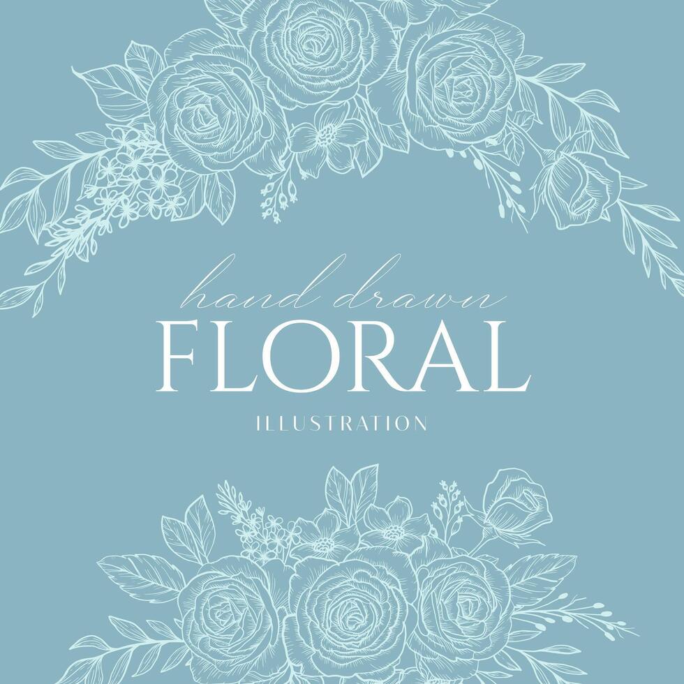 elegancia crema marrón mano dibujado mono línea floral botánico flor antecedentes diseño vector