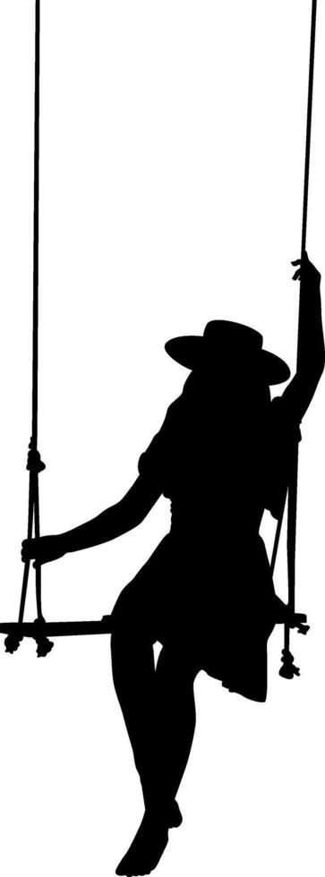 Silhouette a beautiful girl swinging vector