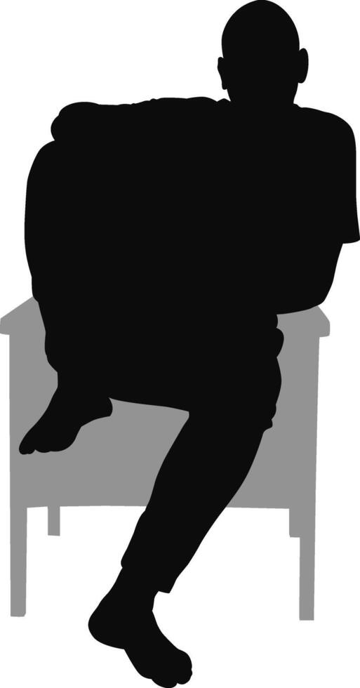 Silhouette man sitting on armchair vector