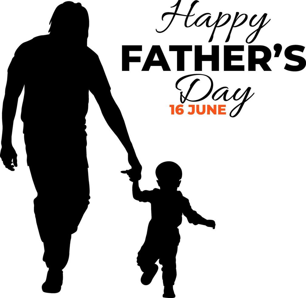 Silhouette happy father's day on white backgound vector