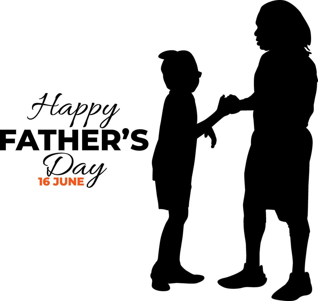 Silhouette happy father's day on white backgound vector