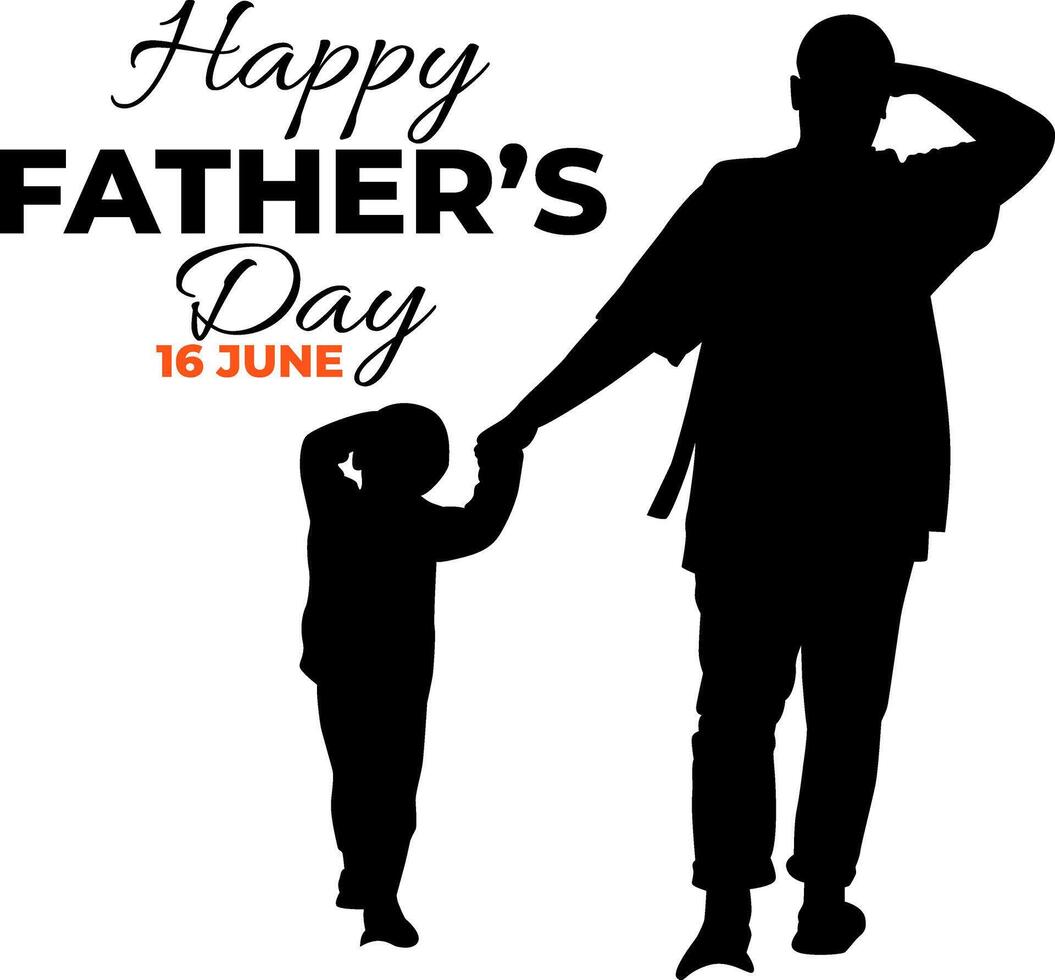 Silhouette happy father's day on white backgound vector